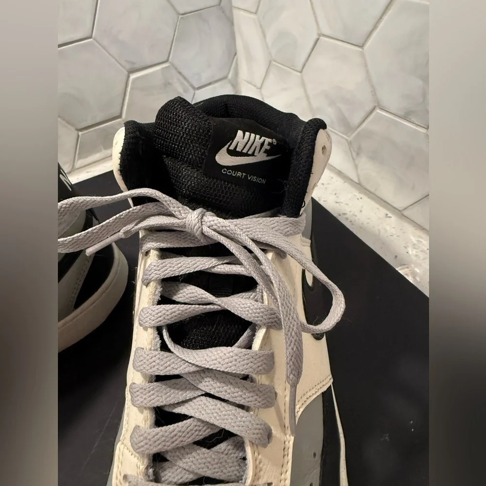 Size 10 - Men’s Nike Court Vision Next Nature Mid White Black Gray - Worn Once